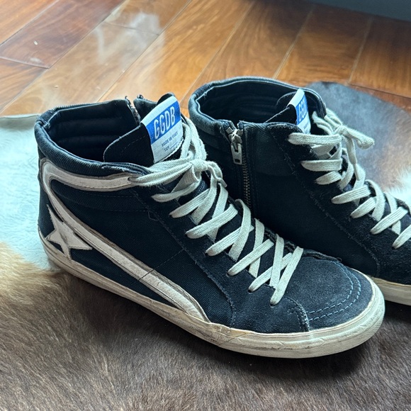 Golden Goose Slide Navy High-Top Sneakers Sz 45 - Great Condition